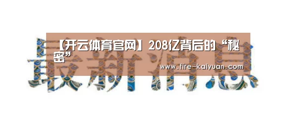 【开云体育官网】208亿背后的“秘密”(图1) 开云体育官网